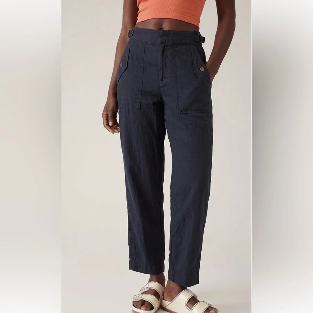 Athleta Voyager 100% Linen Pants 586941 Women's Blue Size 8